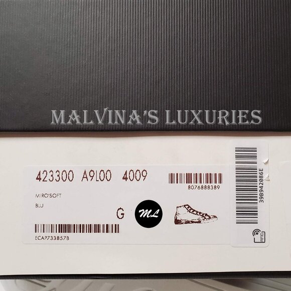 GUCCI MENS SNEAKERS HI TOP BLUE MICRO SOFT LEATHER w LOGO 7.5G US 8 - Picture 10 of 10